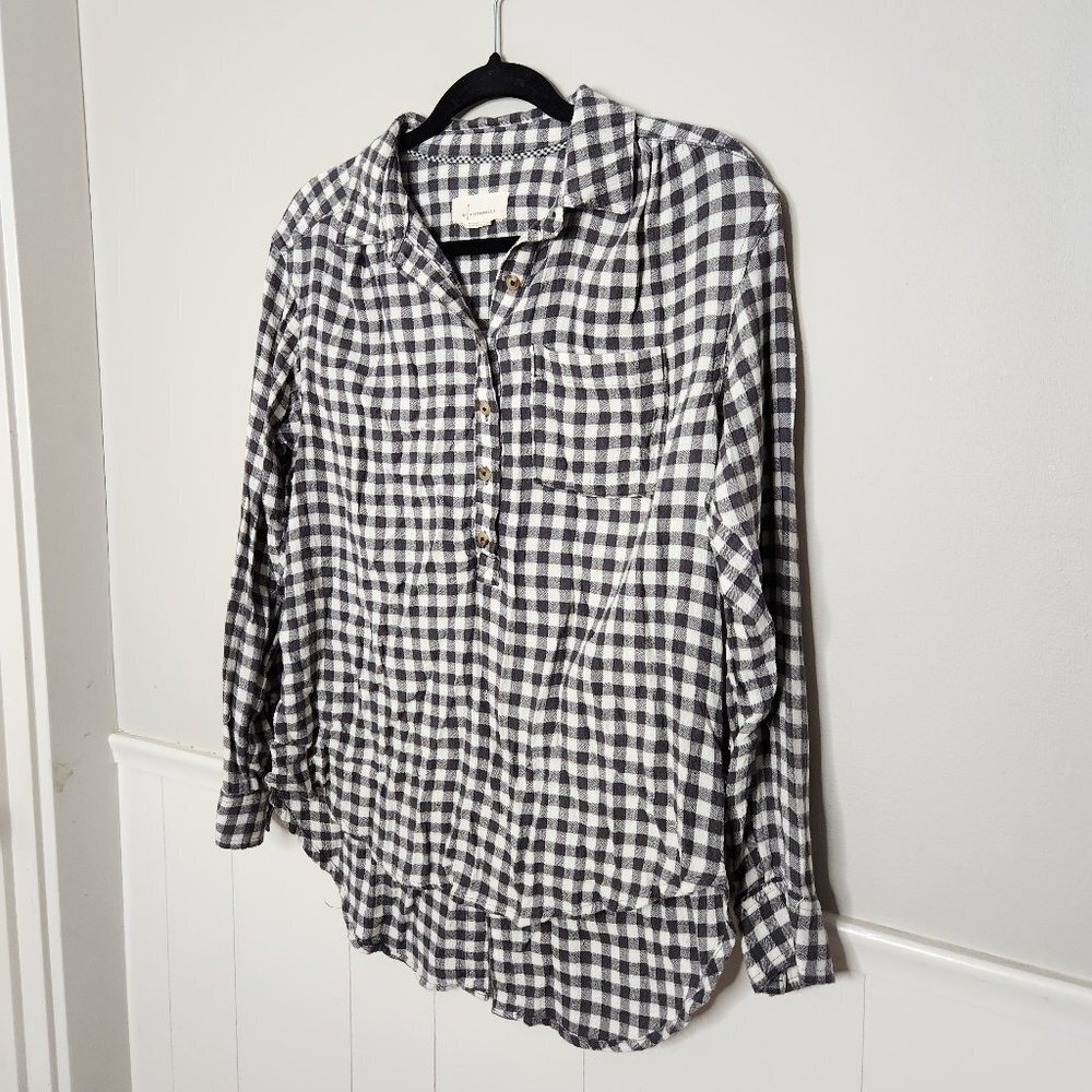 Anthropologie Black and White Checkered Button Down Shirt